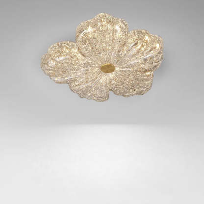 Warm Flower Copper Resin Gold Foil LED Flush Light