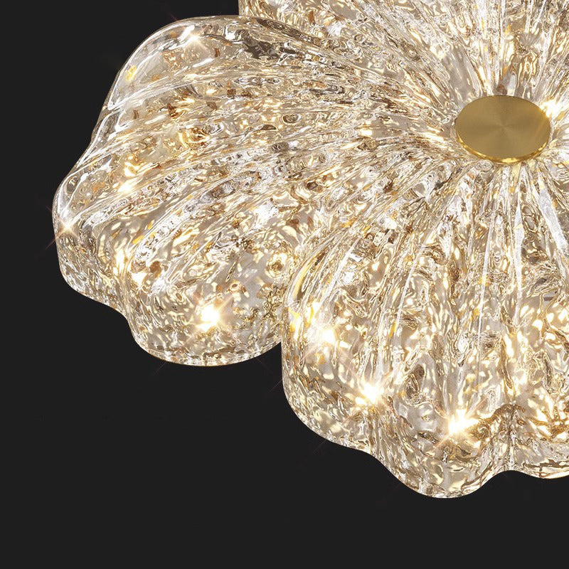 Warm Flower Copper Resin Gold Foil LED Flush Light