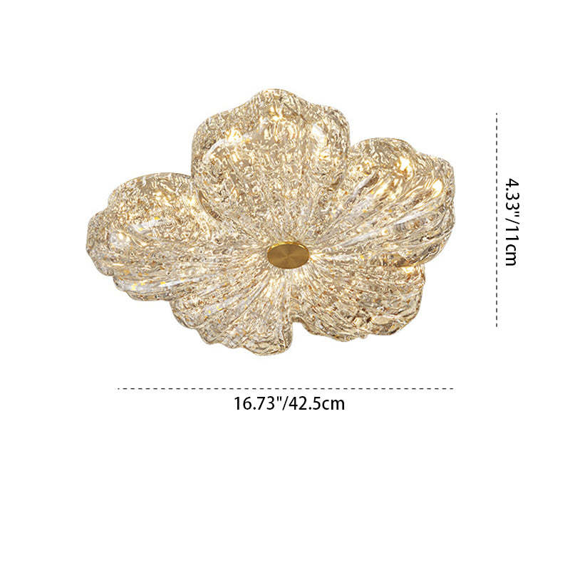 Warm Flower Copper Resin Gold Foil LED Flush Light