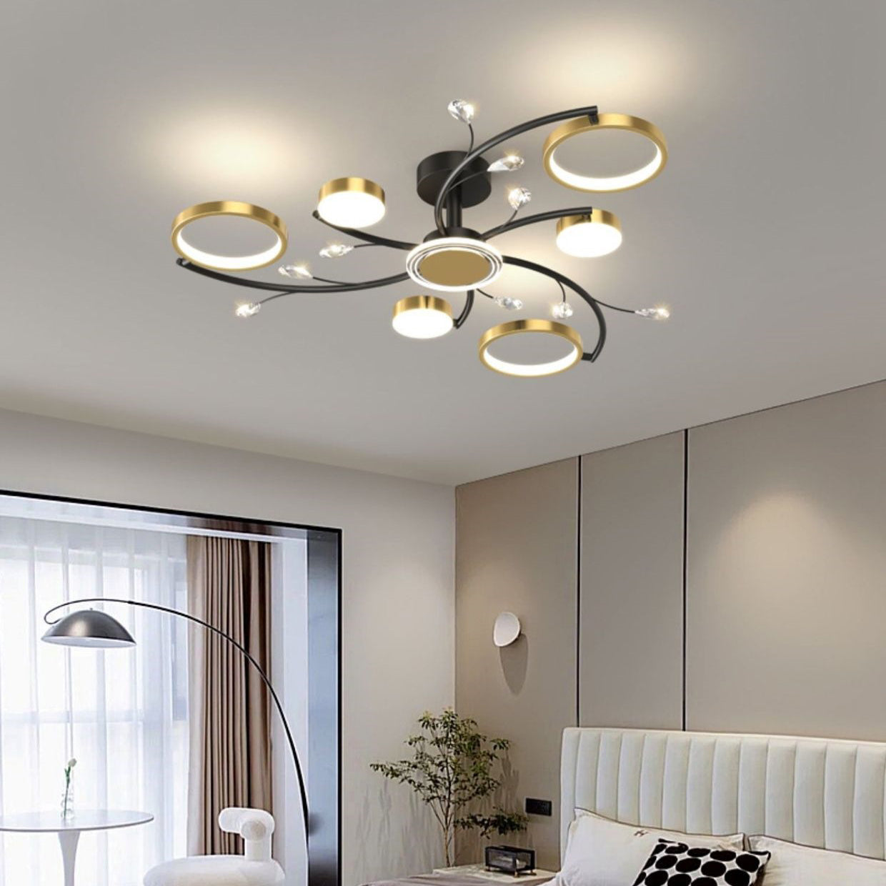 Scandinavian Iron Branch Round Ceiling Light