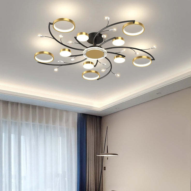 Scandinavian Iron Branch Round Ceiling Light