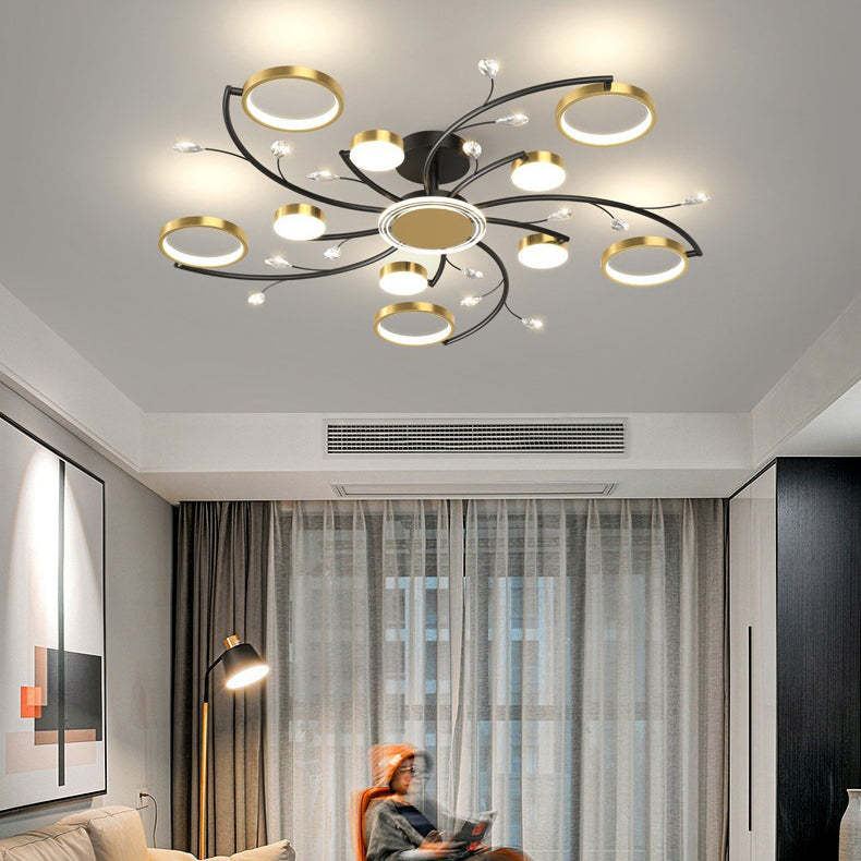 Scandinavian Iron Branch Round Ceiling Light