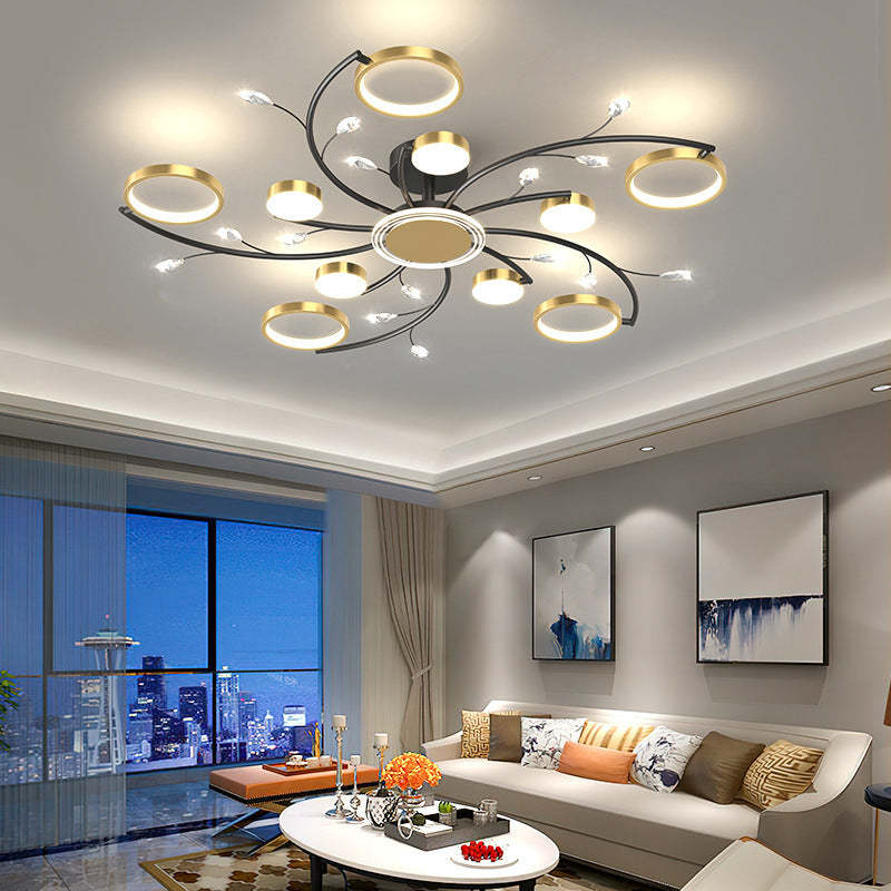 Scandinavian Iron Branch Round Ceiling Light