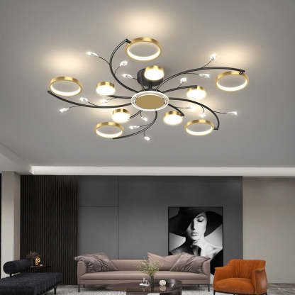 Scandinavian Iron Branch Round Ceiling Light