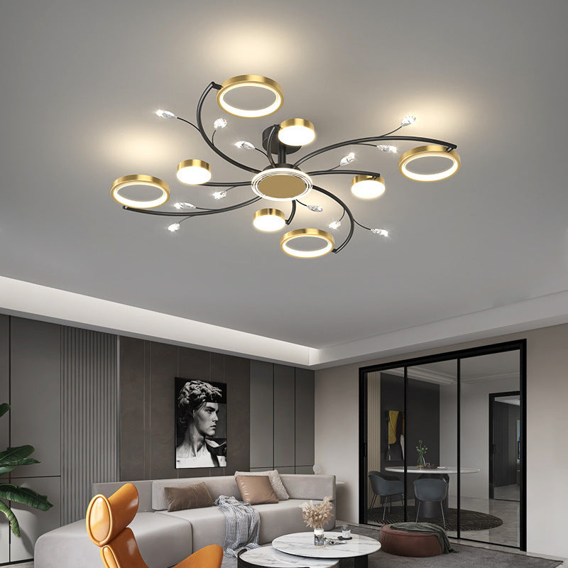 Scandinavian Iron Branch Round Ceiling Light