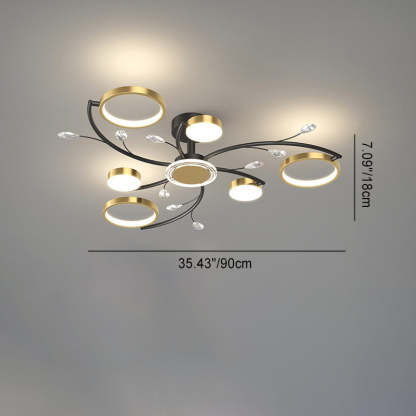 Scandinavian Iron Branch Round Ceiling Light