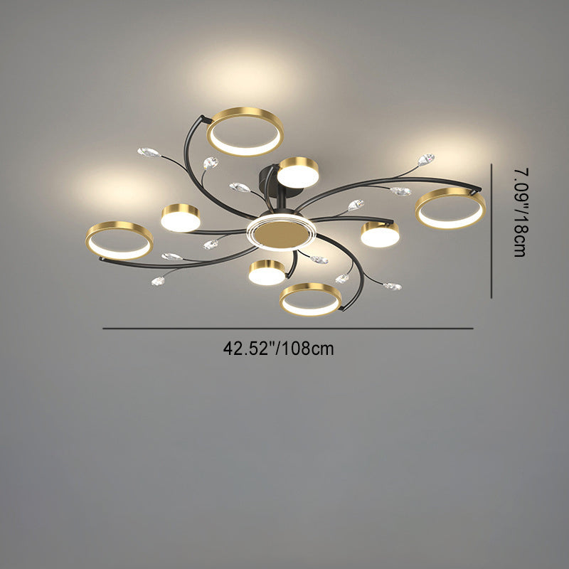 Scandinavian Iron Branch Round Ceiling Light