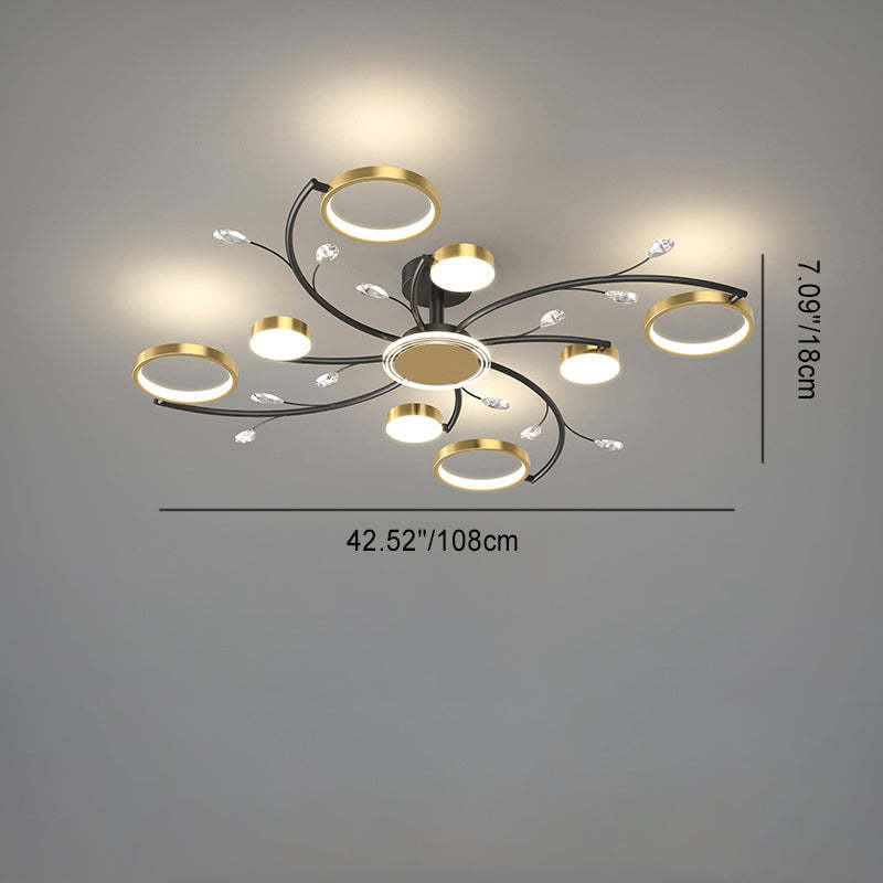 Scandinavian Iron Branch Round Ceiling Light