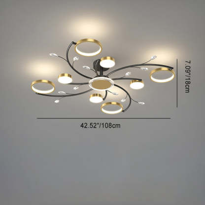 Scandinavian Iron Branch Round Ceiling Light