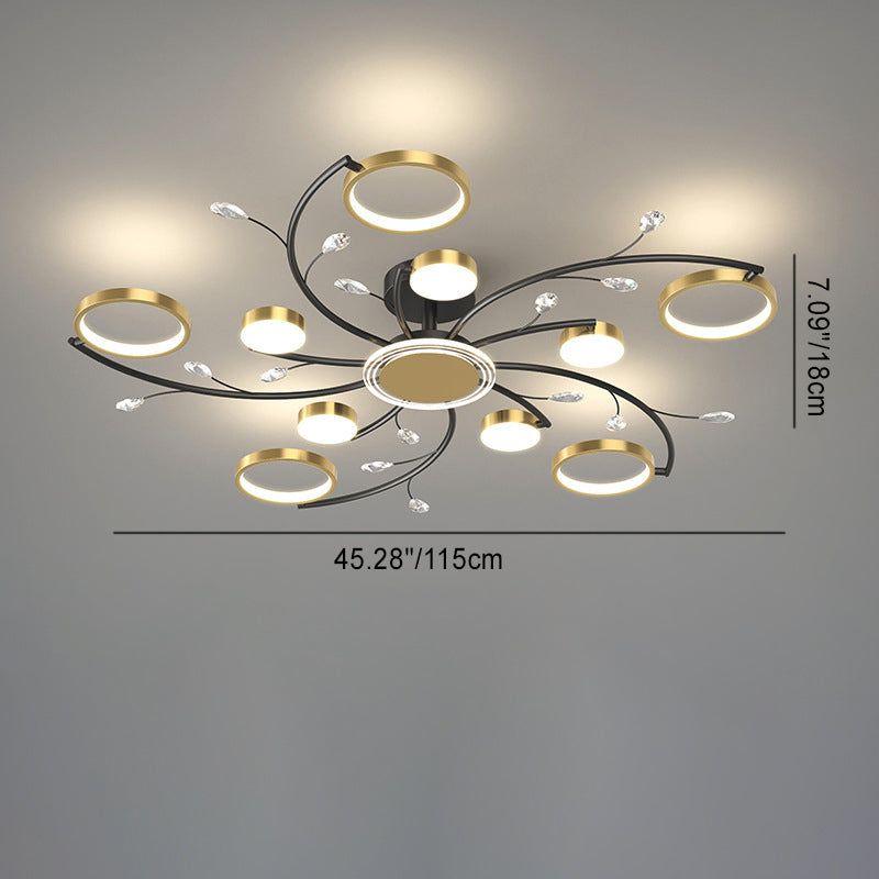 Scandinavian Iron Branch Round Ceiling Light