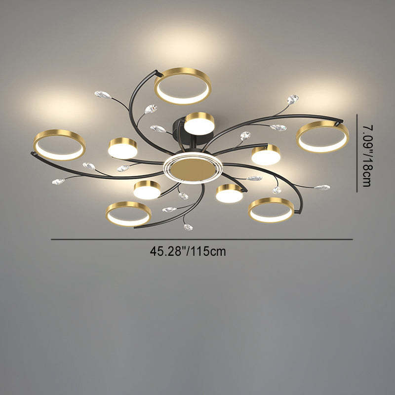 Scandinavian Iron Branch Round Ceiling Light