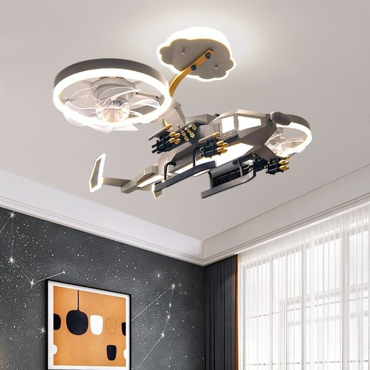Creative airplane kids gray ceiling fans — 220V-240V (UK/AU)