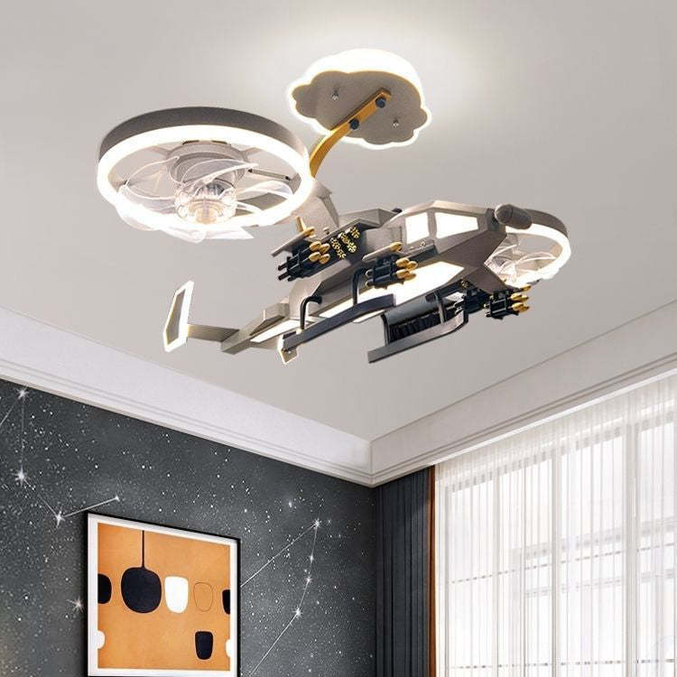 Creative airplane kids gray ceiling fans — 220V-240V (UK/AU)