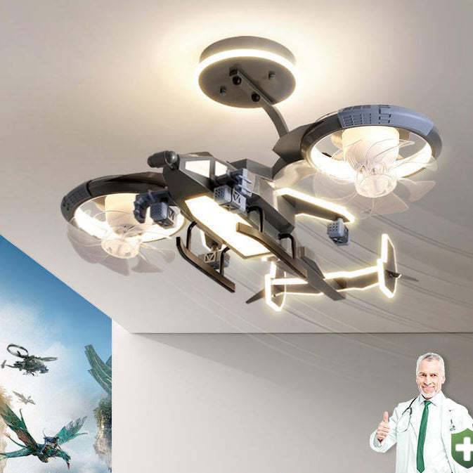Gray acrylic airplane kids ceiling fans - creative
