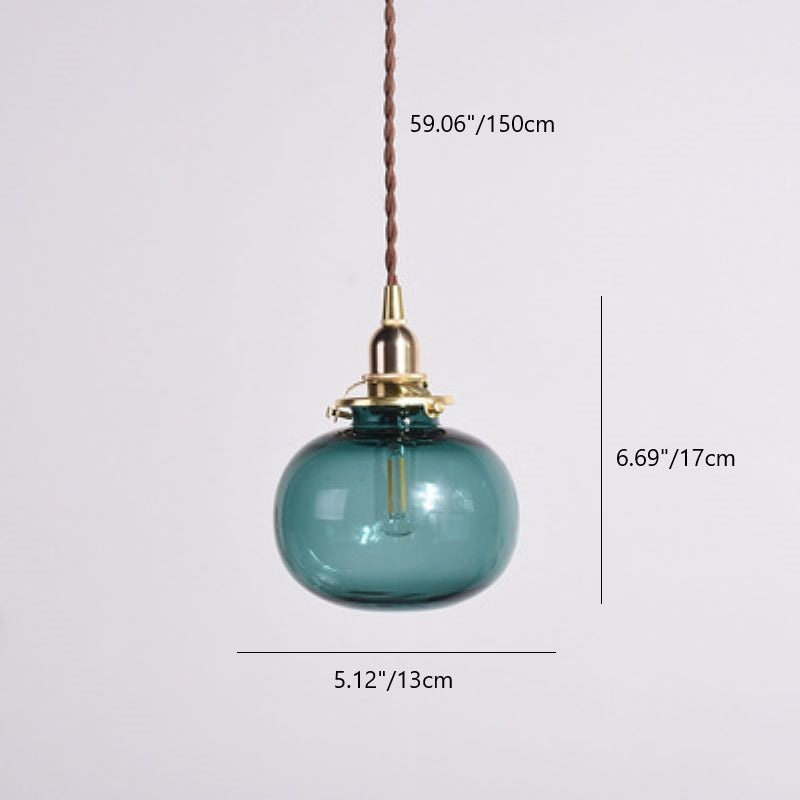Vintage Oval Copper Glass Pendant Light — Brown / 220V-240V For UK/AU