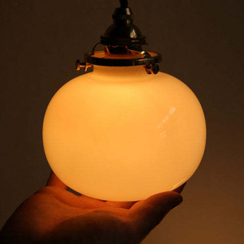 Vintage Oval Copper Glass Pendant Light — White / 110V-120V For US/CA