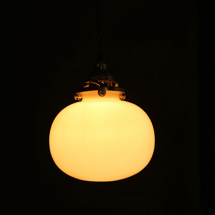 Vintage Oval Copper Glass Pendant Light