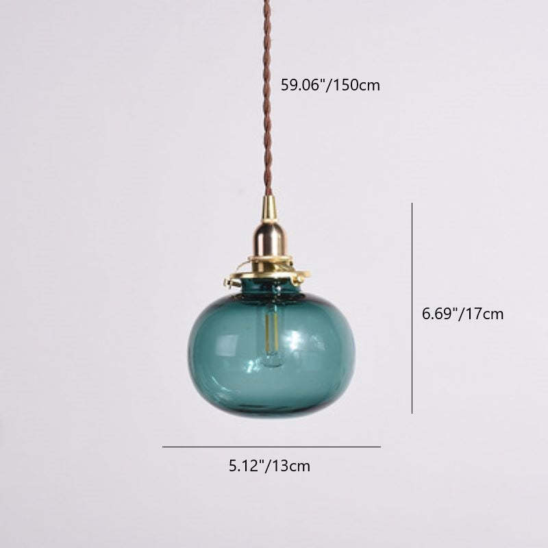 Vintage Oval Copper Glass Pendant Light — Brown / 220V-240V For UK/AU