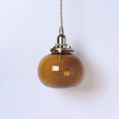 Vintage Oval Copper Glass Pendant Light