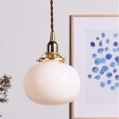 Vintage Oval Copper Glass Pendant Light — Green / 110V-120V For US/CA