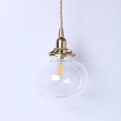 Vintage Oval Copper Glass Pendant Light