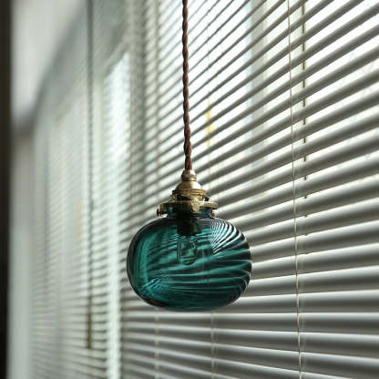 Vintage Oval Copper Glass Pendant Light