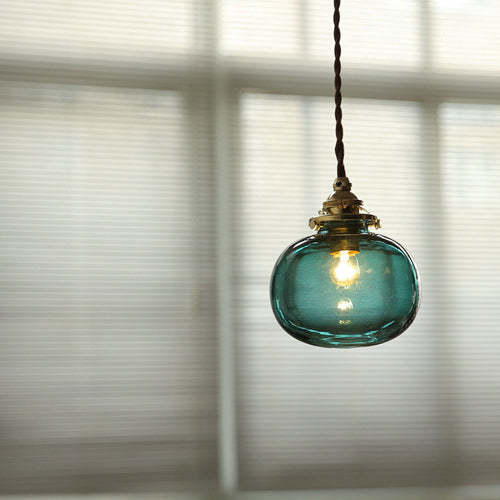 Vintage Oval Copper Glass Pendant Light — Brown / 110V-120V For US/CA