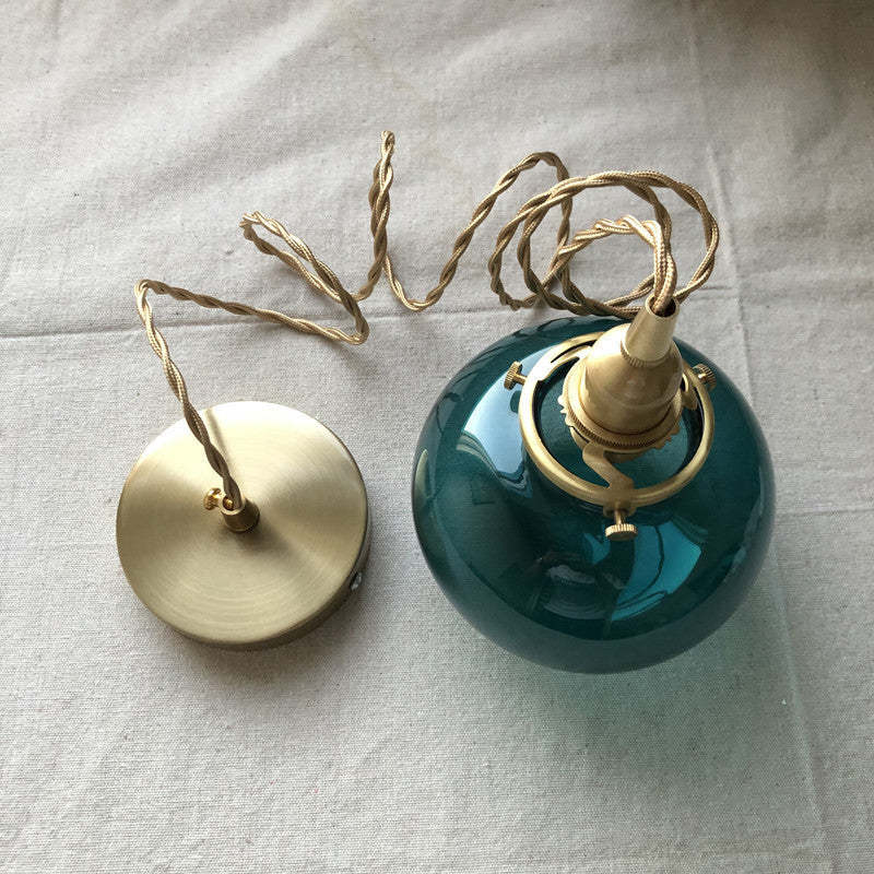 Vintage Oval Copper Glass Pendant Light — Clear / 220V-240V For UK/AU