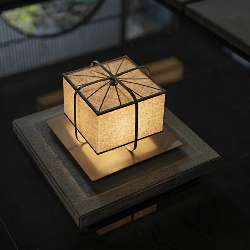 Japanese Fabric Square Outdoor Post Light
