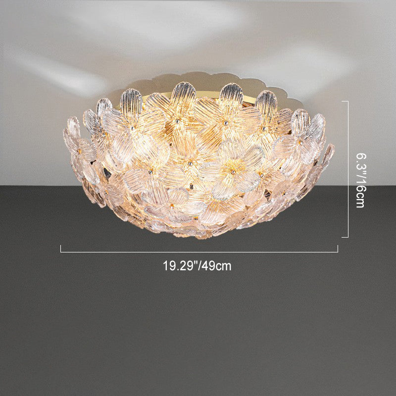 Modern Art Deco Petal Glass 6-Light Ceiling Light