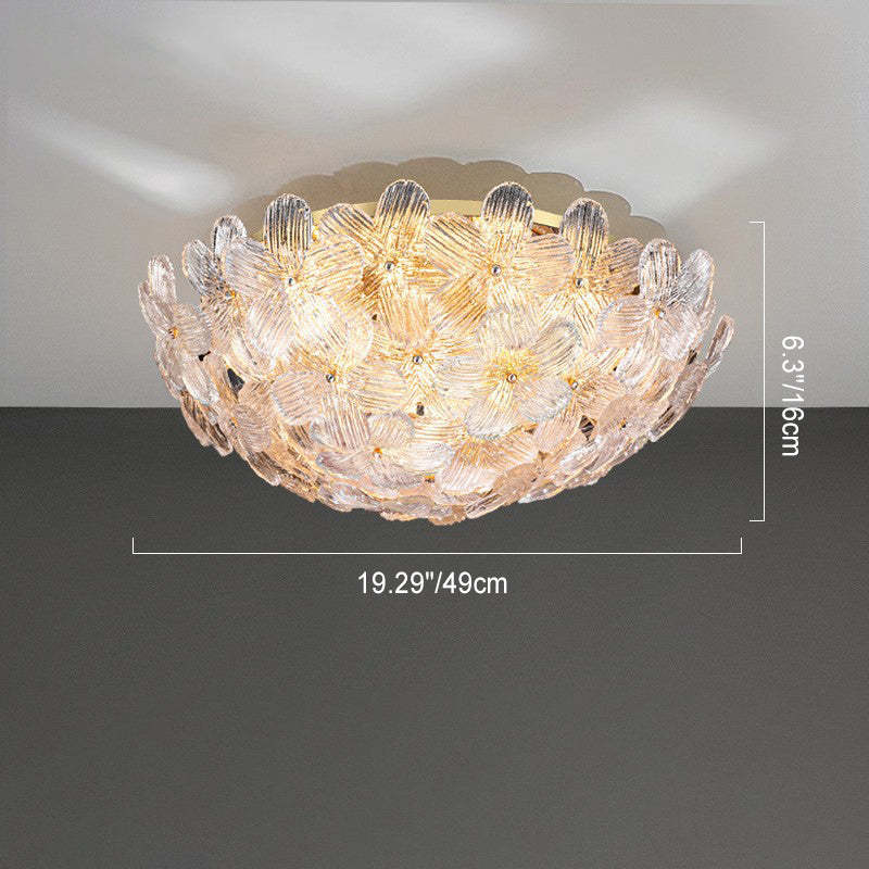 Modern Art Deco Petal Glass 6-Light Ceiling Light