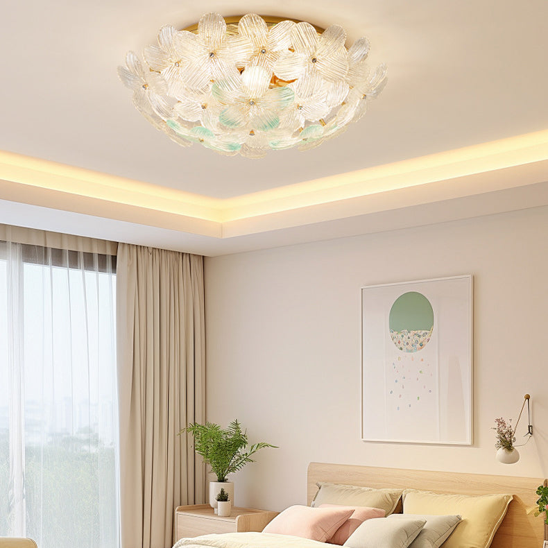 Art deco 6-light semi-flush mount light in glass — Clear / 220V-240V (UK/AU)