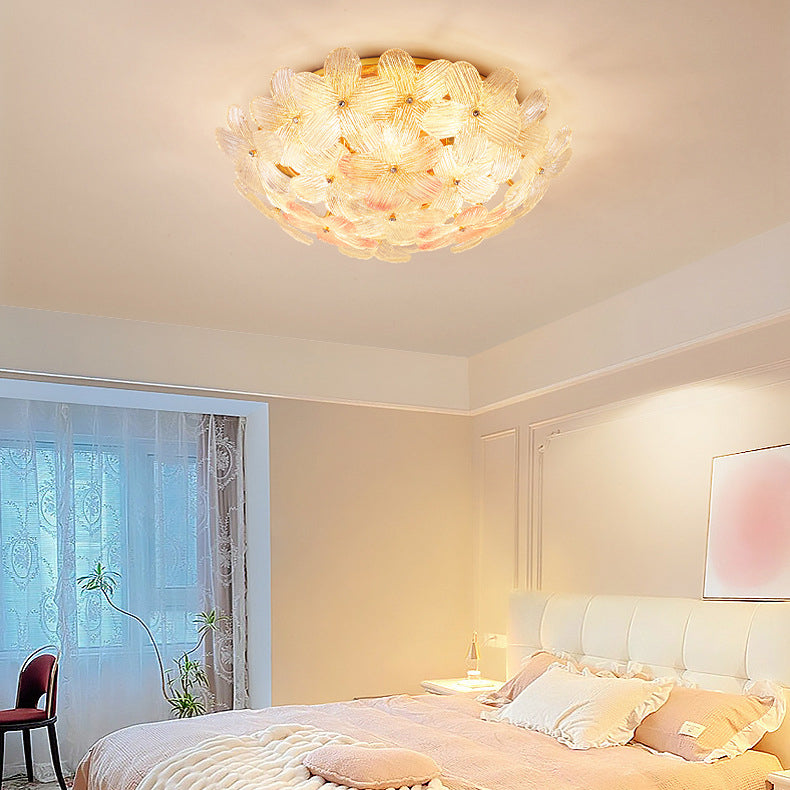 Modern Art Deco Petal Glass 6-Light Ceiling Light