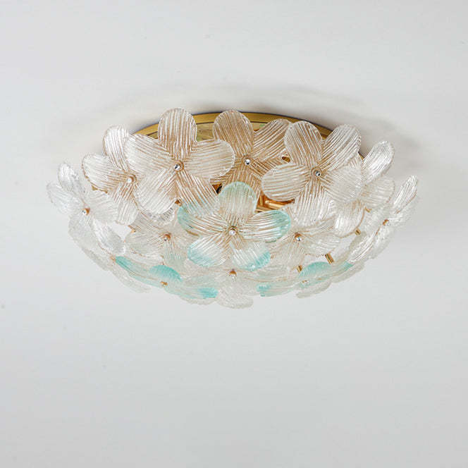 Modern Art Deco Petal Glass 6-Light Ceiling Light