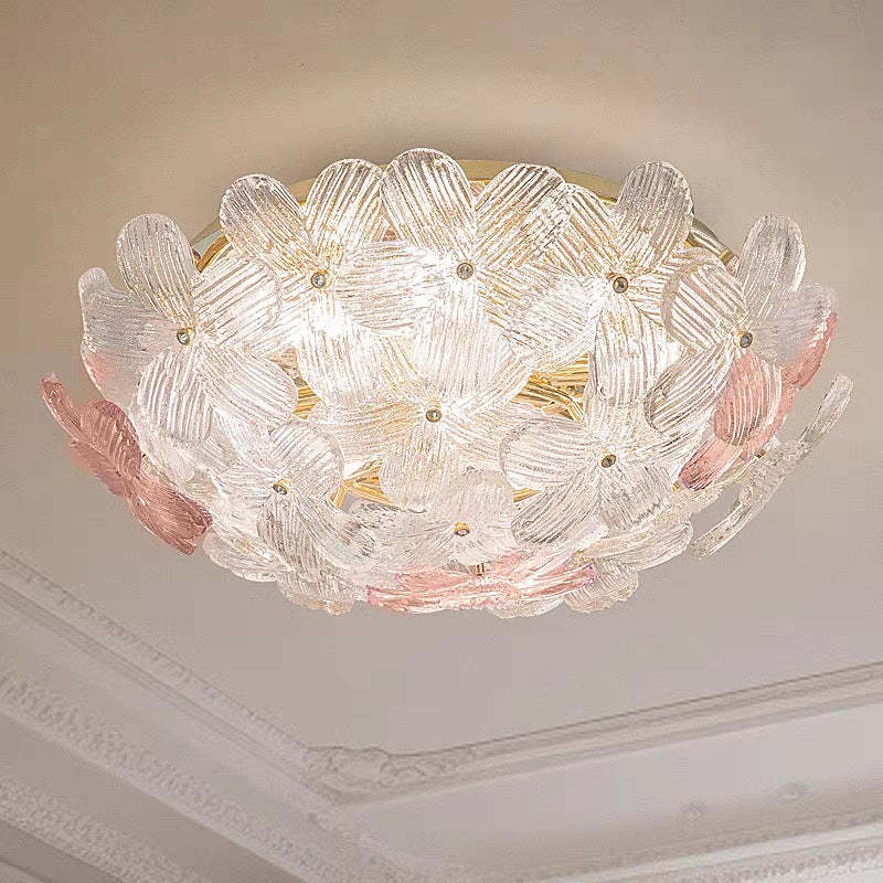 Modern Art Deco Petal Glass 6-Light Ceiling Light