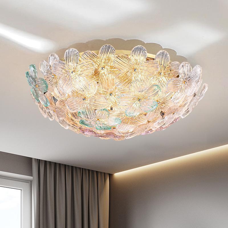 Modern Art Deco Petal Glass 6-Light Ceiling Light