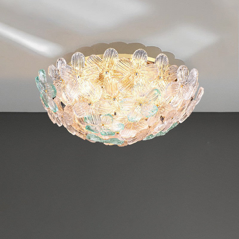 Modern Art Deco Petal Glass 6-Light Ceiling Light
