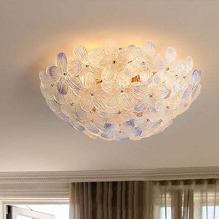 Modern Art Deco Petal Glass 6-Light Ceiling Light