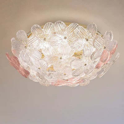 Modern Art Deco Petal Glass 6-Light Ceiling Light