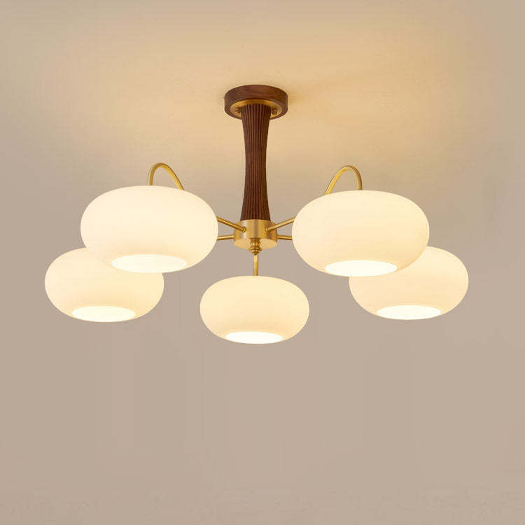 French Walnut Persimmon 3/5-Light Ceiling Light