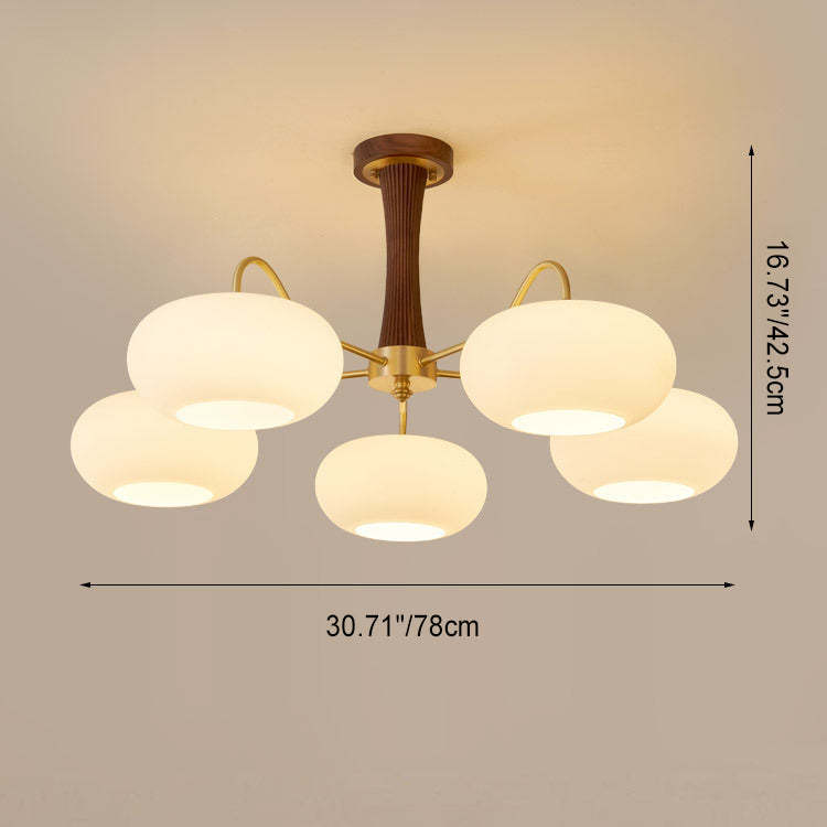 French Walnut Persimmon 3/5-Light Ceiling Light