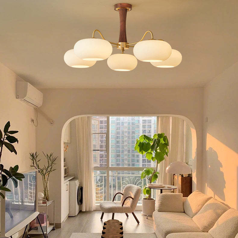 French Walnut Persimmon 3/5-Light Ceiling Light
