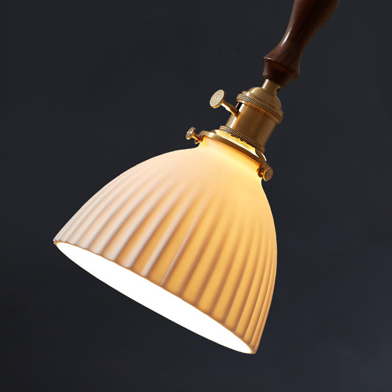 Japanese Wood Ceramic Round Pendant Light