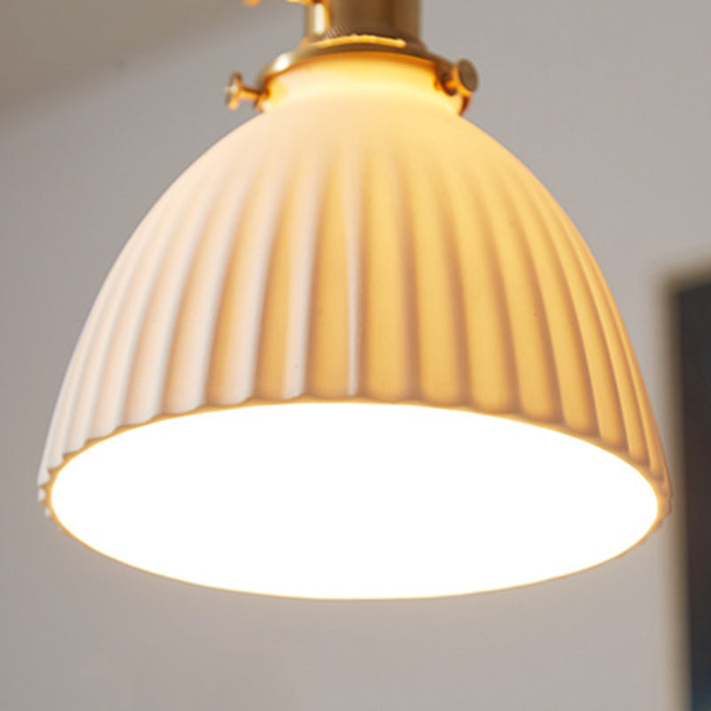 Japanese Wood Ceramic Round Pendant Light
