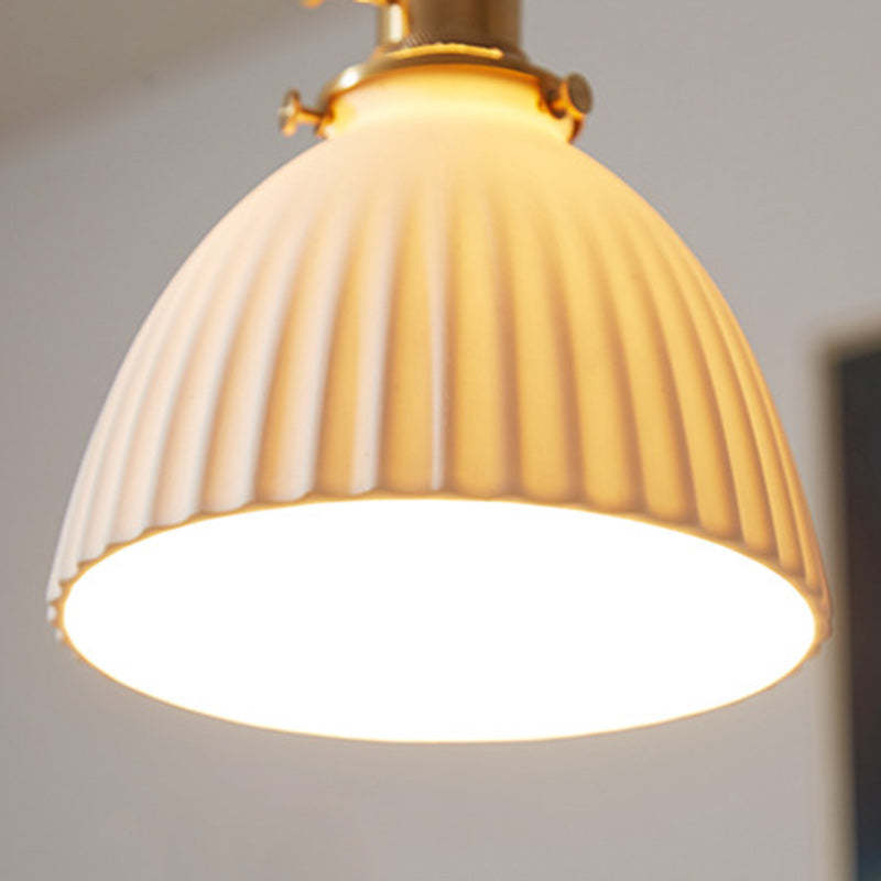 Japanese Wood Ceramic Round Pendant Light