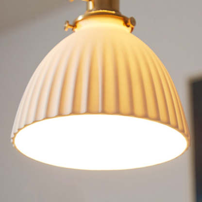 Japanese Wood Ceramic Round Pendant Light