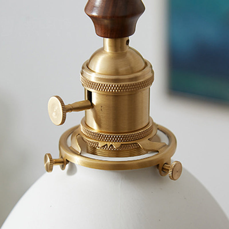 Japanese Wood Ceramic Round Pendant Light
