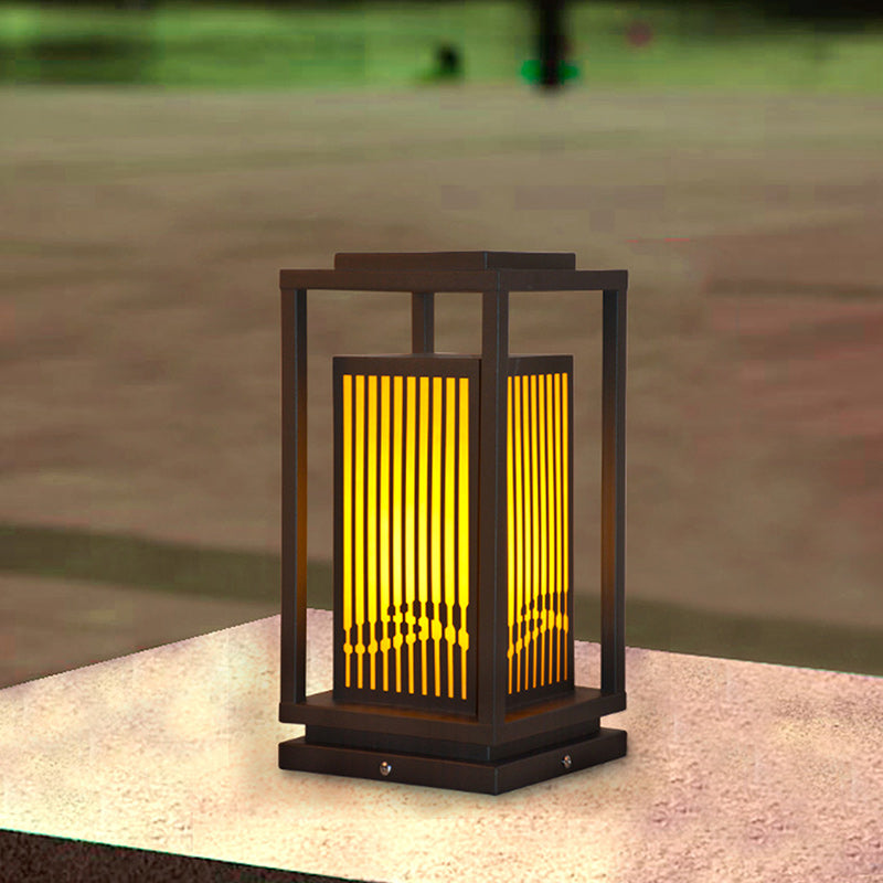Industrial Stainless Steel Faux Marble Cuboid LED Post Light