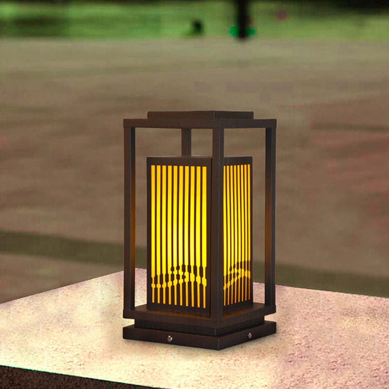 Industrial Stainless Steel Faux Marble Cuboid LED Post Light