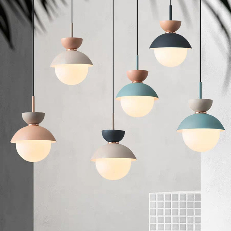 Scandinavian Aluminum Globe Glass Pendant